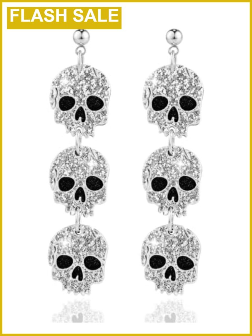 Acrylic Skull Dangle Earrings Halloween Costume Statement Jewelry